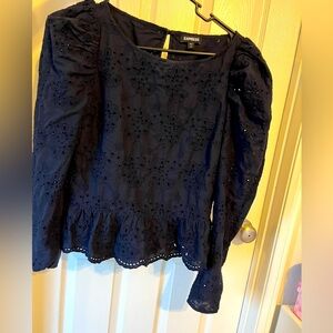 Super cute Express navy blue peplum top - S petite